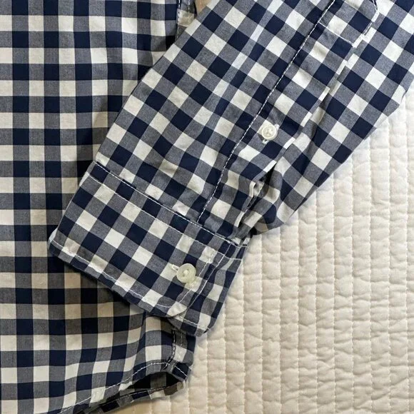 Hollister Navy Blue White Check Long Sleeve Preppy Button Down Shirt Size M - Picture 8 of 10